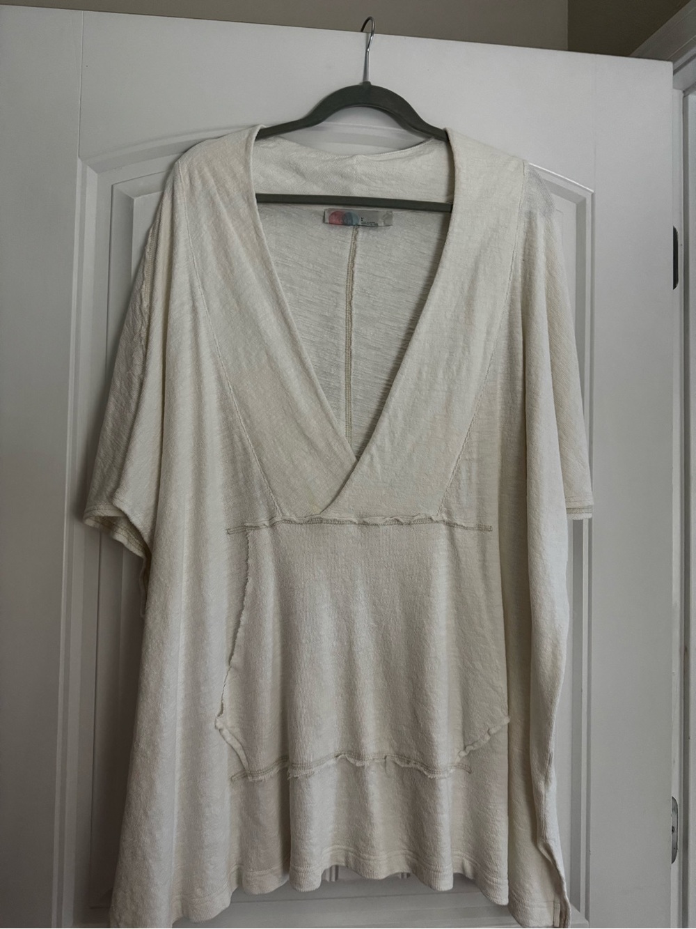 Free People Cream V-Neck Swim Coverup Tunic